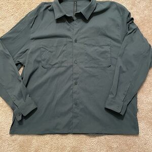 Lululemon Men's Dark Green Button-Up Shirt, XXL